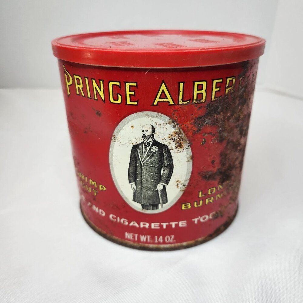 Vintage Prince Albert Tobacco Tin Can 14 Oz Red With Lid